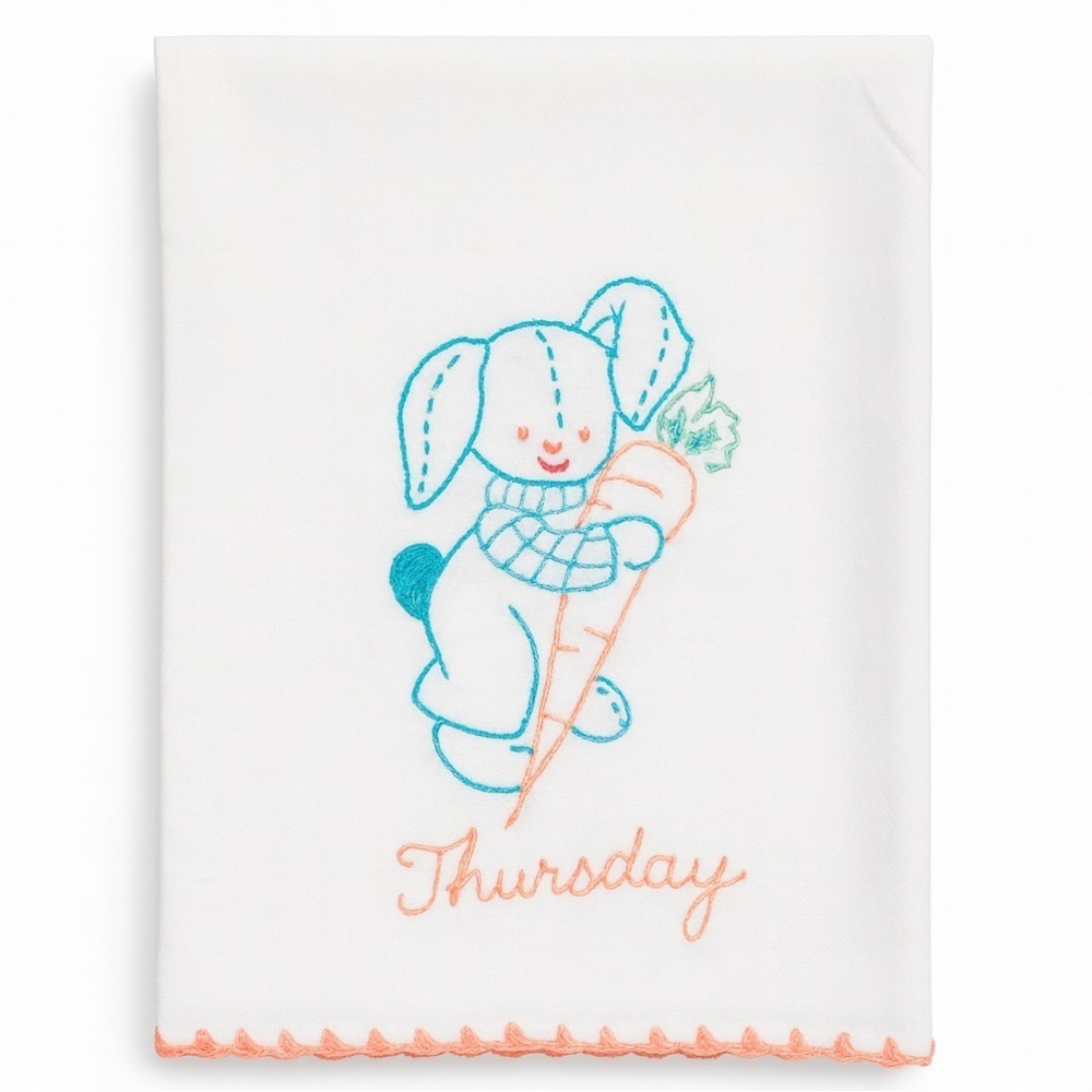 Day of the Week Embroidered Tea Towel